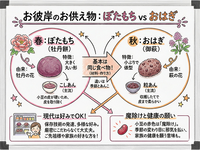 お彼岸のお供え物は?「ぼたもち」と「おはぎ」の違い