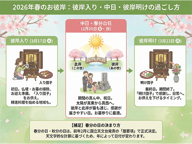 彼岸入り・中日(春分の日)・彼岸明け