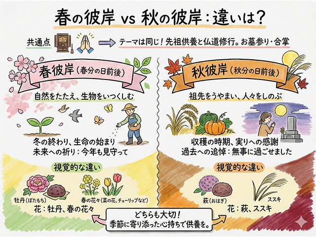 春の彼岸と秋の彼岸の違いは?