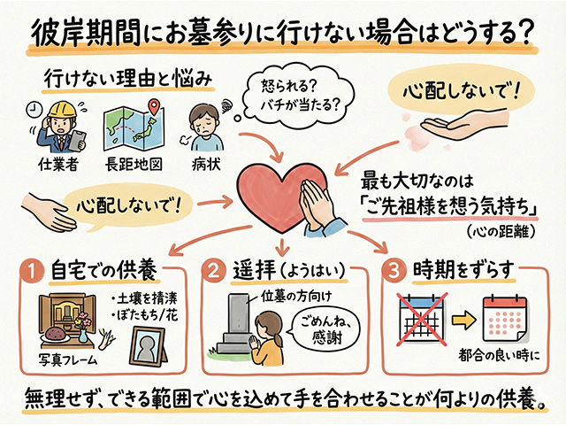彼岸期間にお墓参りに行けない場合はどうする?