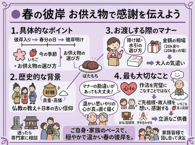 春の彼岸のお供え物は何を選ぶ？定番やマナーを解説 - 伊豆でのお墓