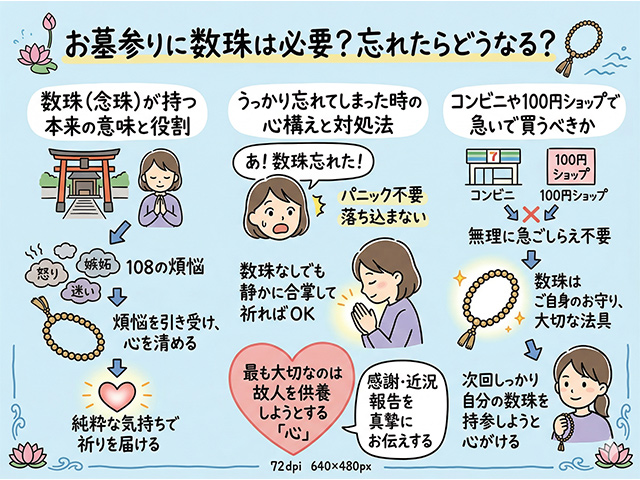 お墓参りに数珠は必要?忘れたらどうなる?